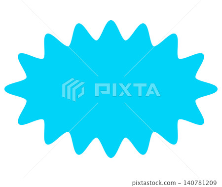 Simple color speech bubble with a long, rounded, jagged shape Simple color speech bubble with a long, rounded, jagged shape 140781209