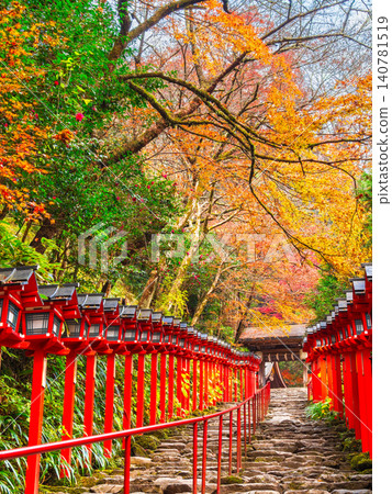Autumn Kyoto Kifune Shrine Sando stone steps 140781519