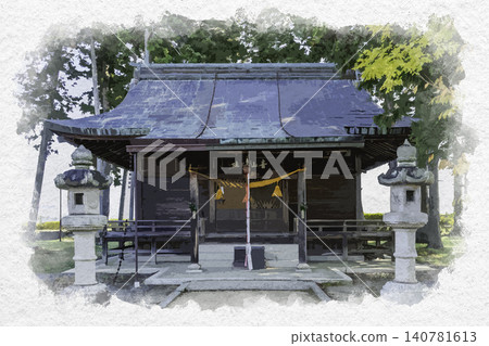 水彩風格繪畫:丹波笹山城遺址、青山神社、參拜殿,兵庫縣丹波笹山市 水彩風格繪畫:丹波笹山城遺址、青山神社、參拜殿,兵庫縣丹波笹山市 140781613