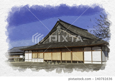 水彩風格繪畫:丹波笹山城遺址,大聖院(大書院),兵庫縣丹波笹山市 水彩風格繪畫:丹波笹山城遺址,大聖院(大書院),兵庫縣丹波笹山市 140781636