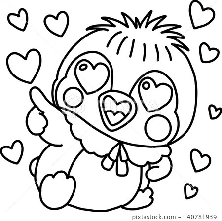 A cute, whimsical illustration of a penguin with heart-shaped eyes. A cute, whimsical illustration of a penguin with heart-shaped eyes. 140781939