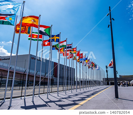 【#Osaka】Flags of various countries lined up at the Osaka Expo site 【#Osaka】Flags of various countries lined up at the Osaka Expo site 140782054
