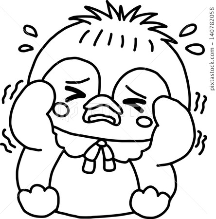 A cute, shy illustration of a frightened, trembling penguin. A cute, shy illustration of a frightened, trembling penguin. 140782058