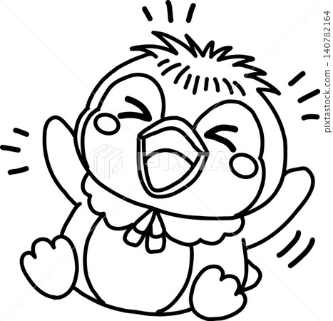 A cute, loosely drawn line art illustration of a penguin happily raising its hand. A cute, loosely drawn line art illustration of a penguin happily raising its hand. 140782164