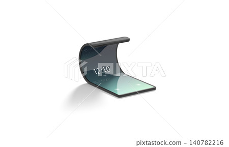 Blank turned on black flip phone twisted display mockup png, transparent background, 3d rendering. Empty folded multi-display smartphone mock up cut out. Clear flexible transforming gadget template. Blank turned on black flip phone twisted display mockup png, transparent background, 3d rendering. Empty folded multi-display smartphone mock up cut out. Clear flexible transforming gadget template. 140782216