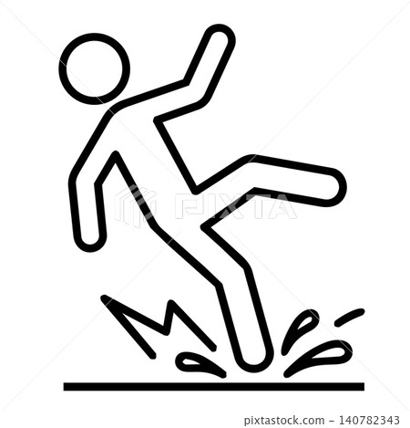 Running and tripping accident sequence icon set, minimalist line art of person sprinting and falling for sports injury prevention and safety warning. Running and tripping accident sequence icon set, minimalist line art of person sprinting and falling for sports injury prevention and safety warning. 140782343