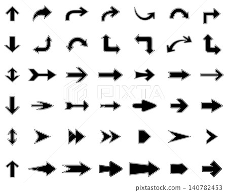 Collection different black arrows, icons illustrations Collection different black arrows, icons illustrations 140782453