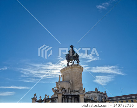 Equestrian monument against a blue sky Equestrian monument against a blue sky 140782736