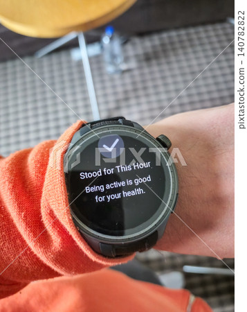 Smartwatch Fitness Reminder on a Person's Wrist Smartwatch Fitness Reminder on a Person's Wrist 140782822