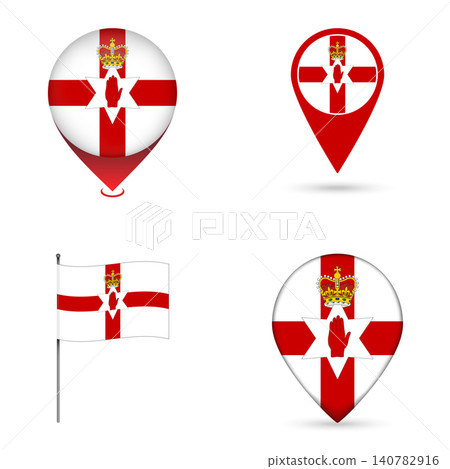 Northern Ireland Flag Map Pin Icons Set Collection. Northern Ireland Flag Map Pin Icons Set Collection. 140782916