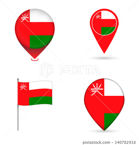 Oman Flag Map Pin Icons Set Collection. 140782918