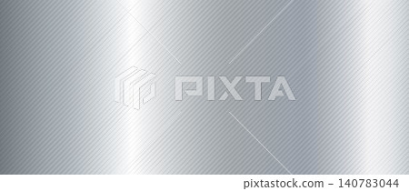Grey metal foil background. Silver metallic striped gradient texture. Shine brushed titan aluminum sheet for label, plate, sign. Stainless steel material surface wallpaper. Vector chrome line backdrop Grey metal foil background. Silver metallic striped gradient texture. Shine brushed titan aluminum sheet for label, plate, sign. Stainless steel material surface wallpaper. Vector chrome line backdrop 140783044