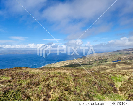 Scenic coastal landscape with blue sea and cloudy sky Scenic coastal landscape with blue sea and cloudy sky 140783083