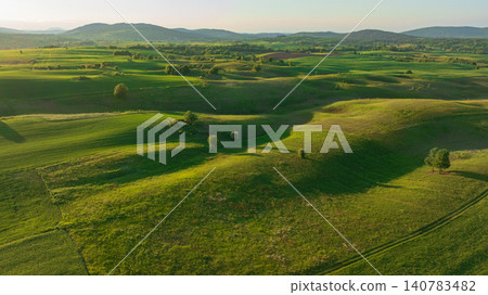 Aerial View Dreznik Village Fields Near Plitvice Lakes Croatia Aerial View Dreznik Village Fields Near Plitvice Lakes Croatia 140783482