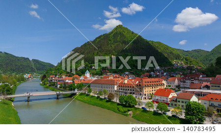 Aerial View Lasko Town Savinja River Valley Slovenia Aerial View Lasko Town Savinja River Valley Slovenia 140783495