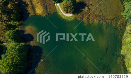 Aerial View Otocec Castle Island Krka River Summer Slovenia 140783529