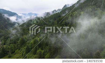 Aerial View Austrian Slovenian Border Alps Mountain Range Ridge Aerial View Austrian Slovenian Border Alps Mountain Range Ridge 140783530