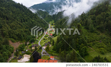 Aerial View Austrian Slovenian Border Alps Mountain Range Ridge Aerial View Austrian Slovenian Border Alps Mountain Range Ridge 140783531