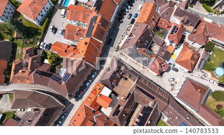 Historic Friesach viewed from drone in summer time 140783533