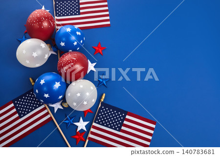 American flag and patriotic balloons celebrating fourth of july American flag and patriotic balloons celebrating fourth of july 140783681