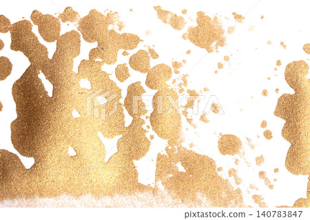 Gold paint brush smear stroke. acrylic golden bronze shiny metallic textured background 140783847