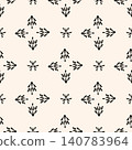 Vector geometric floral pattern. Ornamental seamless texture in traditional ethnic style. Abstract monochrome ornament with flower shapes. 140783964