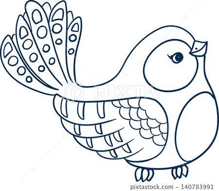 Little bird in cartoon style, hand drawing, Sketch doodle monochrome vector illustration Little bird in cartoon style, hand drawing, Sketch doodle monochrome vector illustration 140783991