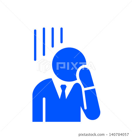 Pictogram of a depressed business person (blue) 140784057