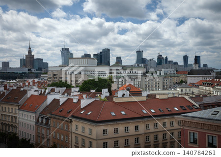 Old tenement houses and skyscrapers in Warsaw Old tenement houses and skyscrapers in Warsaw 140784261