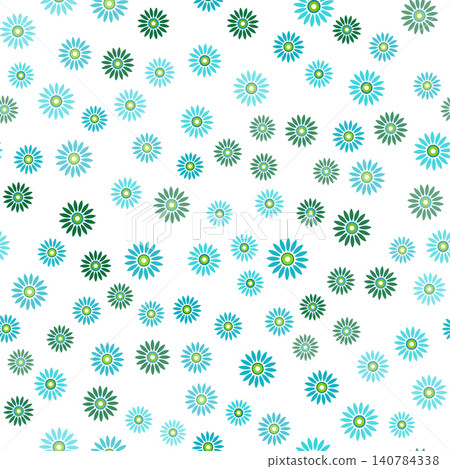 Seamless pattern of little flowers. Many small green blue flowers on white background. Flower with many petals. Design in rustic style for girls Seamless pattern of little flowers. Many small green blue flowers on white background. Flower with many petals. Design in rustic style for girls 140784338