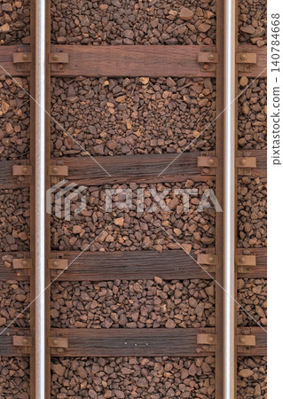 Background material of railway tracks and sleepers viewed from directly above. Background material of railway tracks and sleepers viewed from directly above. 140784668