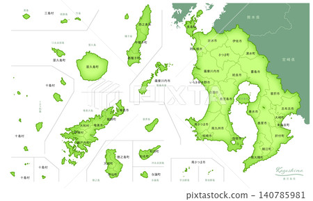 鹿兒島縣:日本三維地圖系列。 (含鄰近的縣、市、鎮、村,以及日文說明)日本鹿兒島 鹿兒島縣:日本三維地圖系列。 (含鄰近的縣、市、鎮、村,以及日文說明)日本鹿兒島 140785981