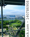 A refreshing summer sky, a green park, and a panoramic view of the city. 140786908