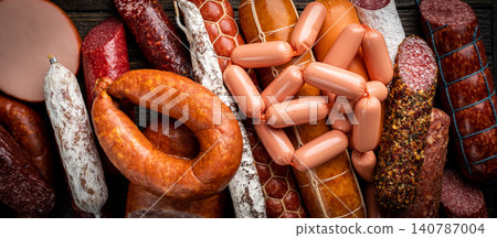 Set of different types of sausages Set of different types of sausages 140787004