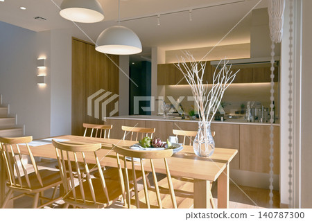 Stylish kitchen, dining kitchen, dining room, lifestyle, dining table, image material Stylish kitchen, dining kitchen, dining room, lifestyle, dining table, image material 140787300