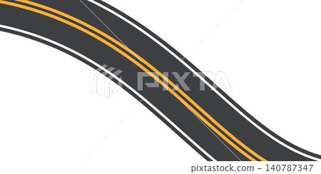 Minimalist top view of a winding gray highway track on white background Minimalist top view of a winding gray highway track on white background 140787347
