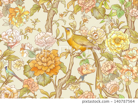 chinoiserie pattern with birds chinoiserie pattern with birds 140787564