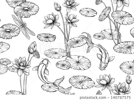 Lotus seamless floral pattern Lotus seamless floral pattern 140787575