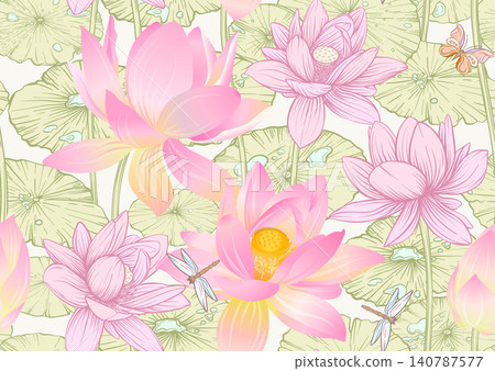 Lotus seamless floral pattern Lotus seamless floral pattern 140787577
