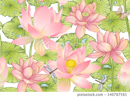Lotus seamless floral pattern Lotus seamless floral pattern 140787581