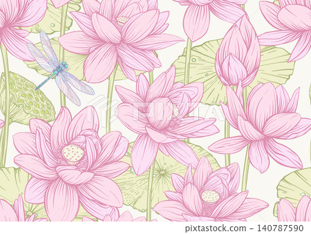 Lotus seamless floral pattern Lotus seamless floral pattern 140787590