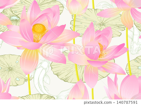Lotus seamless floral pattern Lotus seamless floral pattern 140787591