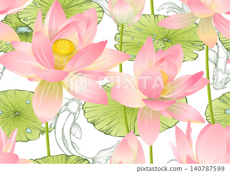 Lotus seamless floral pattern Lotus seamless floral pattern 140787599