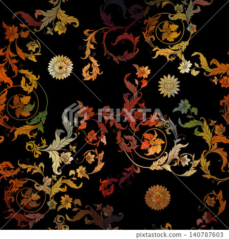 Ornate Baroque seamless pattern featuring Ornate Baroque seamless pattern featuring 140787603