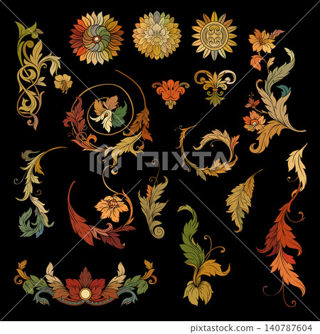 Ornate Baroque seamless pattern featuring Ornate Baroque seamless pattern featuring 140787604