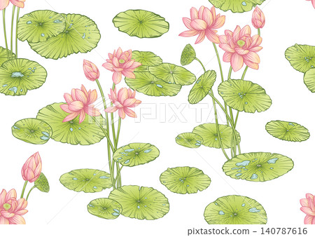 Lotus seamless floral pattern Lotus seamless floral pattern 140787616