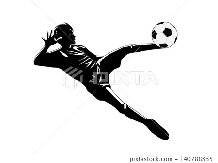 Silhouette of a soccer volley shot 140788335