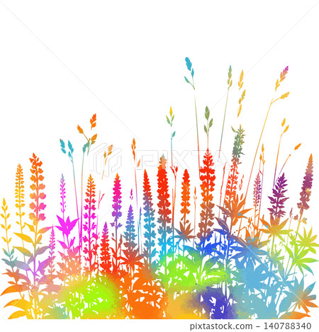 colored Grass and lupine flowers silhouette vector isolated on white background nature design illustration of grass plant pattern greenery artwork Hand drawn. Not AI, vector illustration. colored Grass and lupine flowers silhouette vector isolated on white background nature design illustration of grass plant pattern greenery artwork Hand drawn. Not AI, vector illustration. 140788340
