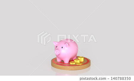 Pink Piggy Bank And Golden Coins For Saving 3d render. Pink Piggy Bank And Golden Coins For Saving 3d render. 140788350