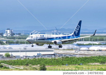Blue sky over Sendai Airport, plane landing, Natori City, Miyagi Prefecture Blue sky over Sendai Airport, plane landing, Natori City, Miyagi Prefecture 140788382